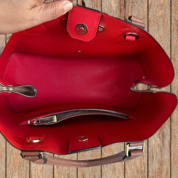 NWOT | MICHEAL KORS  Greenwich Medium Saffiano grab bag Luggage/watermelon red. - Picture 11 of 14